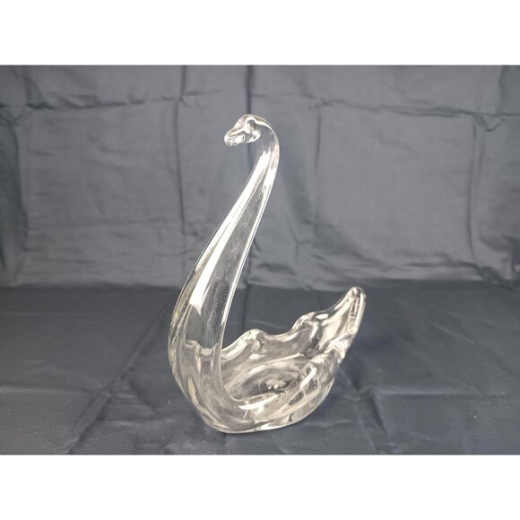 Vintage Glass Swan Dish Candy Nut Peanut Dish Coin Change Holder Desk Shelf Deco - Picture 4 of 10